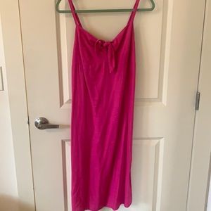 Pink midi linen dress